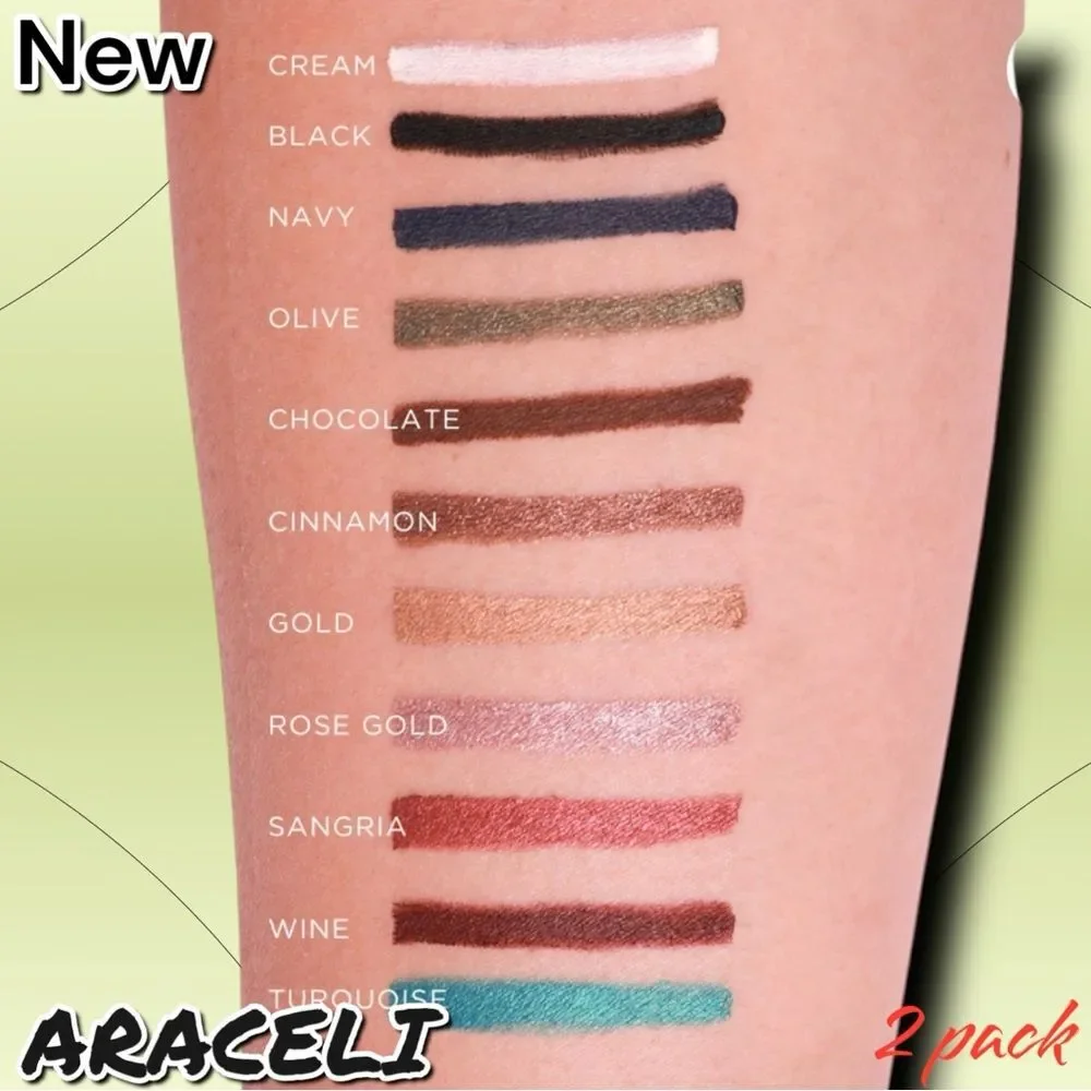 New ARACELI Ojos Perfectos Gel Pencil Eyeliner Makeup - Gold - 2 pack